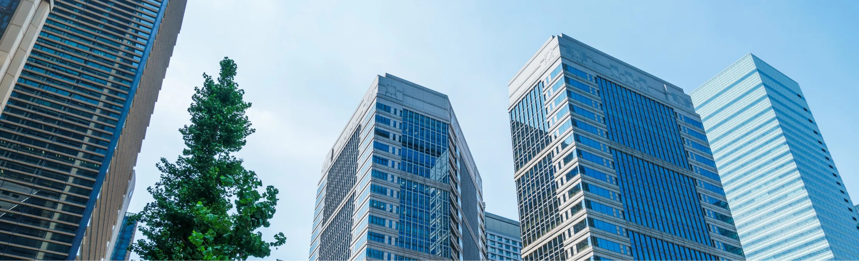 ガラス張りの高層オフィスビル群